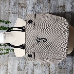 Initials Inc Black & Cream Bag Engraved with T